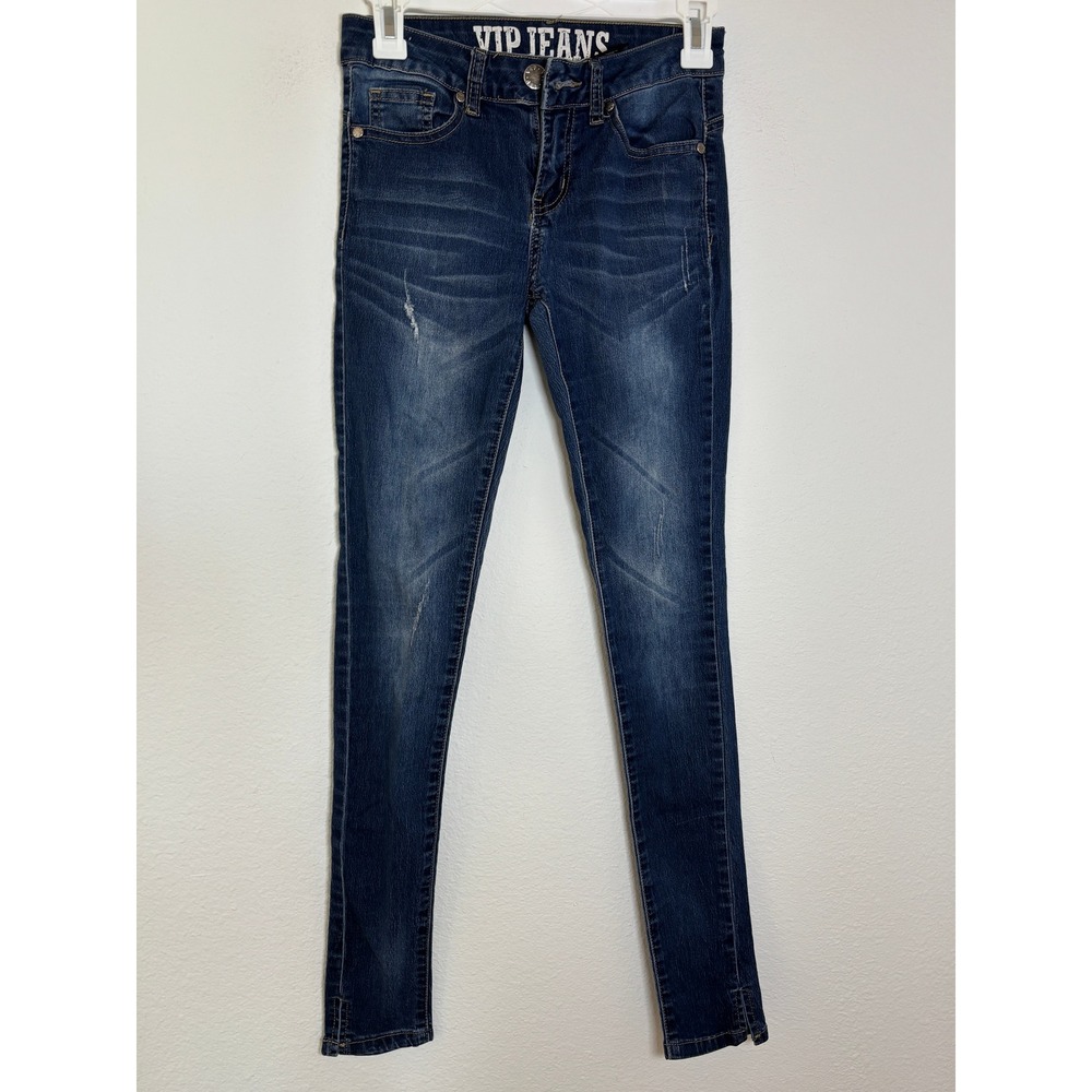 VIP Jeans Dark Wash Skinny Distressed Denim Size 1/2 MR1-82210B-5